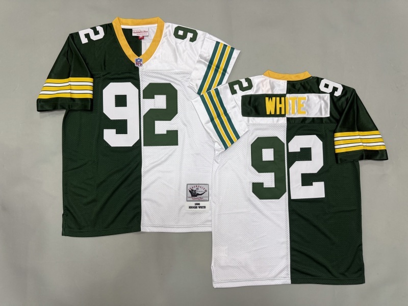 Men 2025 Green Bay Packers #92 White white green Throwback Limited NFL Jersey style 001
